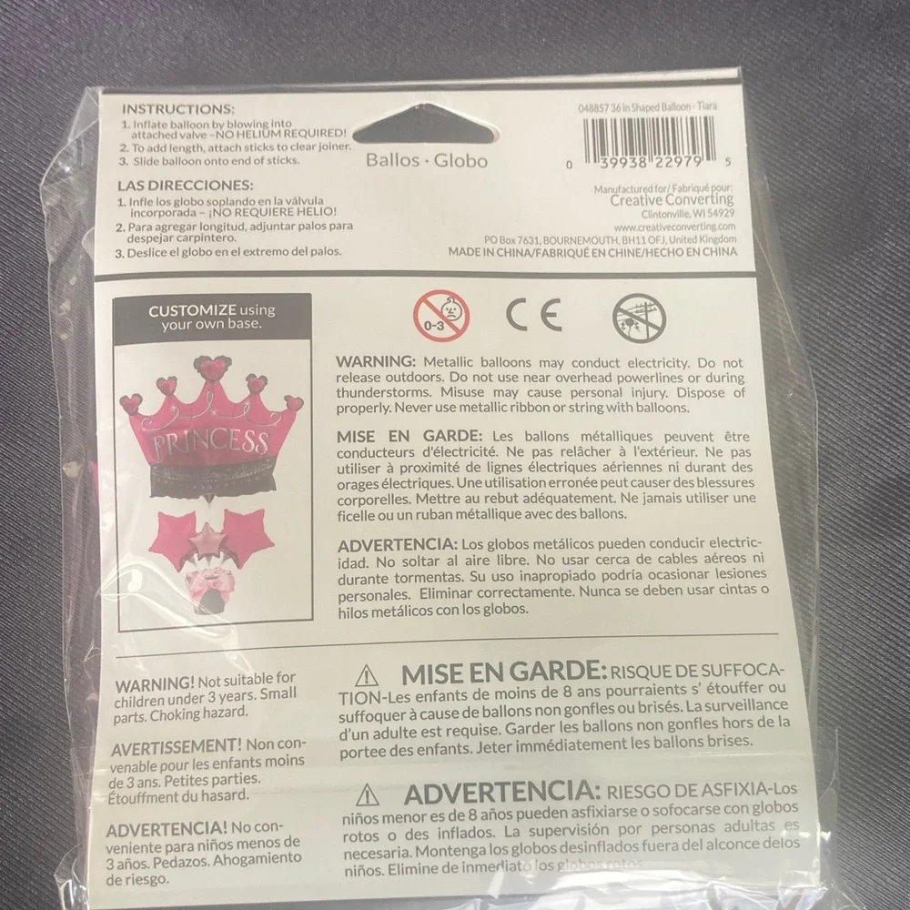 4 balloons helium free princess crown design pink 36 in blow them up your self